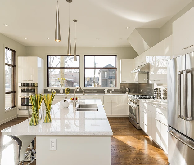 Renovated interior space with updated finishes