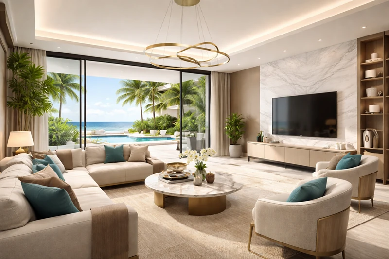Luxury Living Hall Design in Miami: Style Meets Comfort