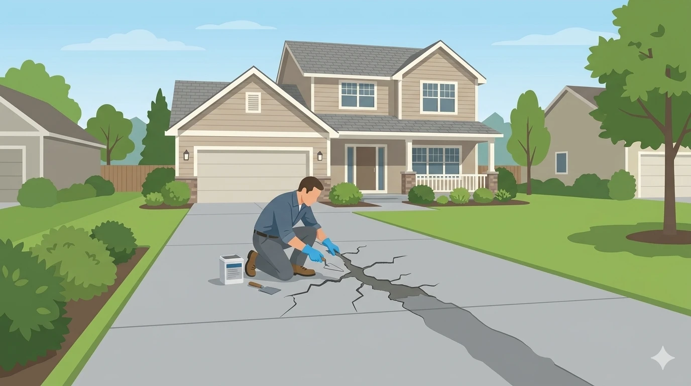 How to Repair Large Cracks in Concrete Driveway
